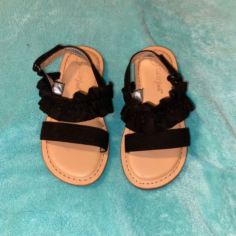 Black Ruffle Sandals